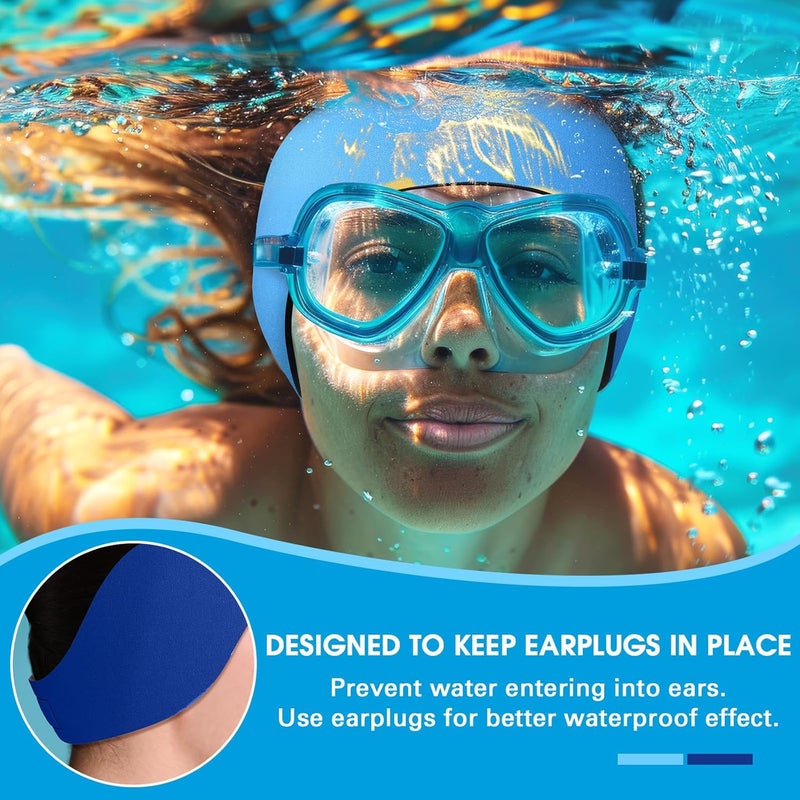 Lunmon 2 Pairs Swimming Headbands Adjustable Water Headbands for Adults Waterproof Safety Earplugs Swimming Earband Protectors for Pool, Surfing, Diving and Water Sports - Image 4